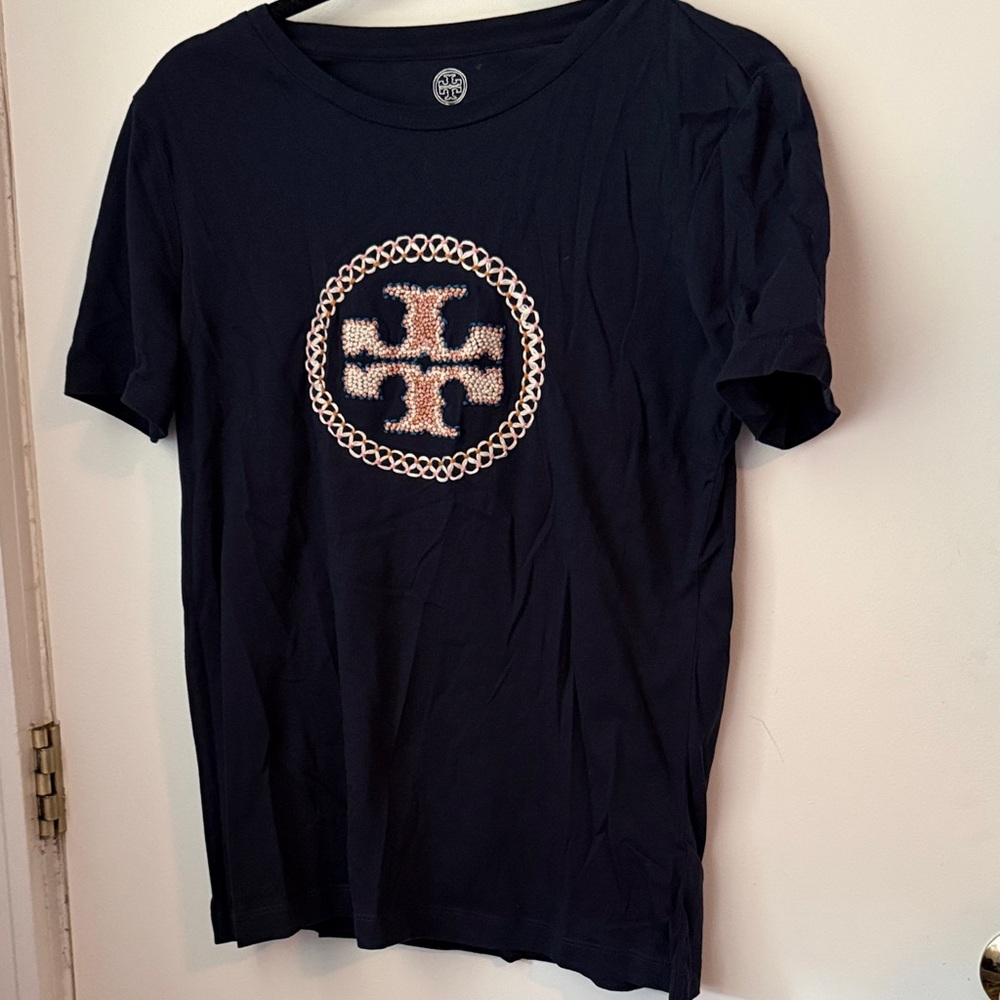 Tory Burch NWT Navy Short Sleeve Tee with Logo - Picture 3 of 7